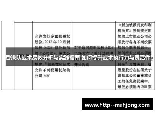 香港队战术易教分析与实践指南 如何提升战术执行力与灵活性